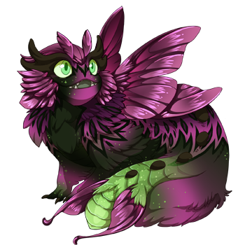 Aether hatchling with Hunter Flaunt Primary, Mauve Alloy Secondary, Green Glowtail Tertiary and Rare Eye Type