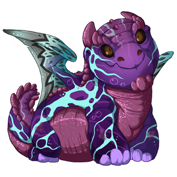 A Snapper with Fire Dark eyes, Plum Tide primary, Grey Flair secondary, and Mauve Glimmer tertiary