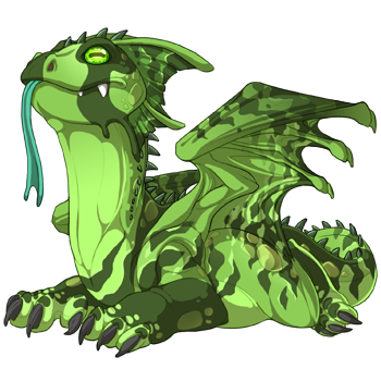 A picture of a Bogsneak dragon hatchling, with pear Falcon, pear Peregine, and camo Spines genes, and Wind element Goat eyes.