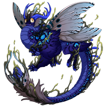A male pose Aether with Fire Pastel eyes, Indigo Boa primary, Thistle Noxtide secondary, and Olive Trickmurk tertiary