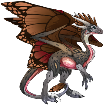 A female pose Wildclaw with Lightning Dark eyes, Silver Flaunt primary, Chocolate Butterfly secondary, and Cottoncandy Capsule tertiary