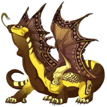 A male-posed bogsneak dragon scry displaying lemon cherub, dirt spinner, chocolate underbelly, and pastel fire eyes.