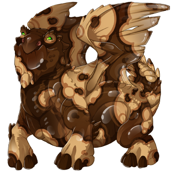 A Snapper Male dragon with Chocolate Chrysocolla, Chocolate Malachite, and Chocolate Soap genes and Nature Rare eyes.
