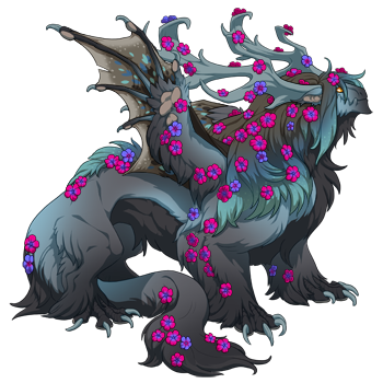 A scry that shows this dragon as a Gaoler with Fade/Blaze/Blossom genes.