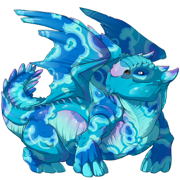 A Snapper Female dragon with Cerulean Chrysocolla, Cerulean Malachite, and Cerulean Soap genes and Ice Rare eyes.