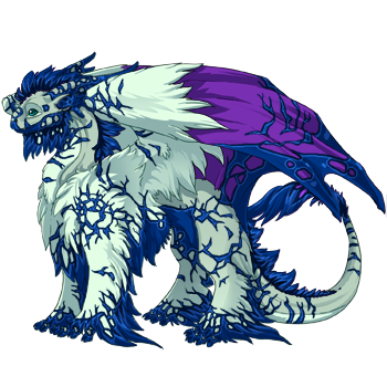 an f pose tundra with blue crackle and pistachio and purple basic. she is not pretty