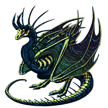 A male pose Banescale with Arcane Goat eyes, Phthalo Metallic primary, Jungle Striation secondary, and Honeydew Ghost tertiary