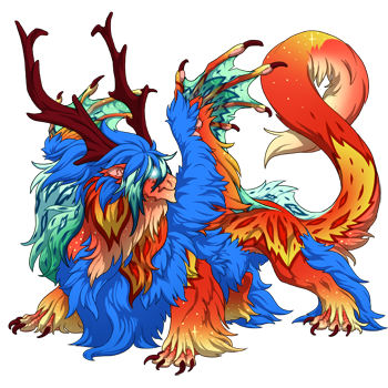 An S.T.A.T.I.C. subspecies, a fluffy dragon with fur in bright, contrasting colors