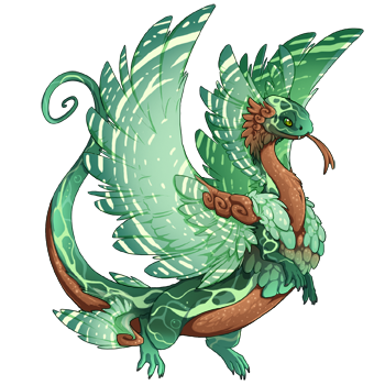 A male pose Coatl with Wind Uncommon eyes, Jade Tide primary, Seafoam Striation secondary, and Caramel Glimmer tertiary