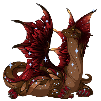 A female pose Bogsneak with Light Rare eyes, Chocolate Petals primary, Sanguine Flair secondary, and Sky Sparkle tertiary