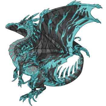 A Thunderhead subspecies dragon. It has gray-range bar and daub genes with a contrasting aqua crackle all over its body.
