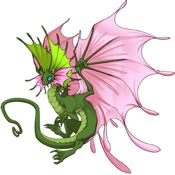 A green and pink male fae with cyan eyes. The image links to his exalt page.