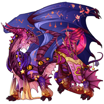 A pink and purple guardian with an accent that gives her pink stars. She holds an arrow, and is dressed in nebula starsilks.