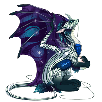 an f pose pearlcatcher with pistachio pinstripe / nightshade constellation / and cobalt capsule genes