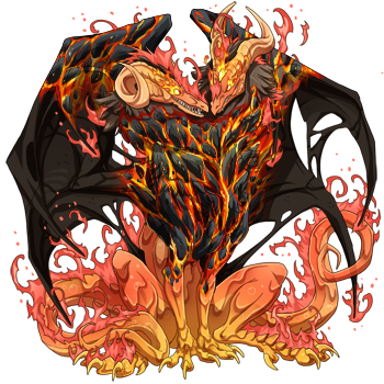 An aberration dragon (two headed dragon) with Primal Fire Eye Type in female pose. The dragons genes, colors, and accent give the dragon the appearance of being comfortably on fire as befits a fire dragon.