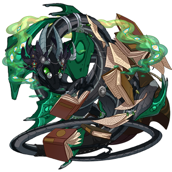 a black and green spiral dragon