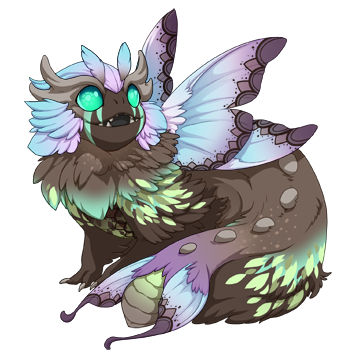 a permababy aether with lightning facet eyes, and driftwood cinder/ pearl blend/ umber lace genes