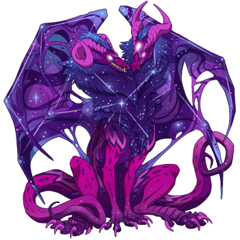 A female pose Aberration with Arcane Glowing eyes, Fuchsia Flaunt primary, Plum Constellation secondary, and Grape Stained tertiary