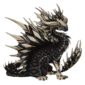 A female sandsurge dragon with genes that create a diamond pattern across her body and winds, in a muted color.