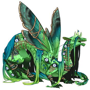 A male pose Veilspun with Ice Multi-Gaze eyes, Mantis Wasp primary, Cerulean Blend secondary, and Phthalo Sparkle tertiary