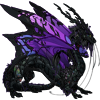 A small image of an Imperial Male dragon with Obsidian Crystal, Amethyst Butterfly, and Obsidian Crackle genes and Light Common eyes.