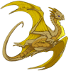 A small image of an adult female Nocturne dragon, with goldenrod Basic primary and honey Basic secondary genes. It is linked to the dragon's profile.
