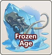 Frozen Age Button: has an image of a mammoth or 'bulemoth' skull encased in ice.