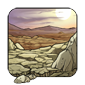 Shattered Plain icon, showing a desolate landscape of cracked, dry earth.