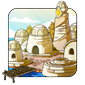 Lanternlea Port icon, showing rounded buildings made of white stone.